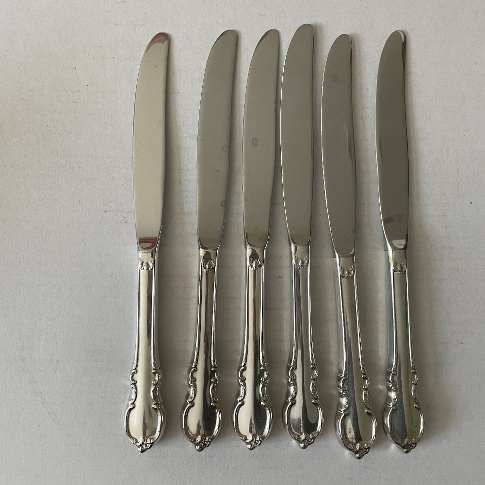 Lot of 6 Flatware Stainless Steel Dining Victorian Style Knives